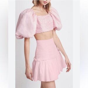 AJE Women's Myriad Smocked Poplin SET Pink Size 8